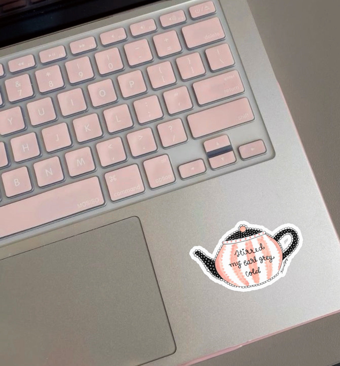 hand-painted “stirred my earl grey cold” teapot bubble sticker